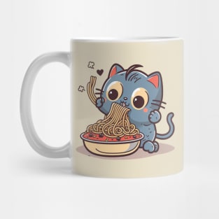 Cute Cat Eating Spaghetti Mug